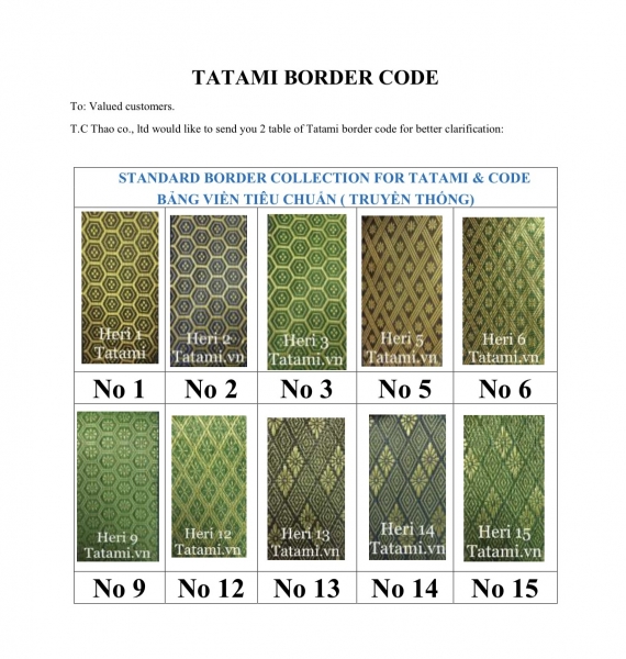 Vải viền Tatami dòng Tiêu chuẩn